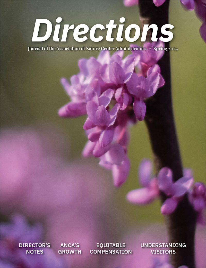 Cover of Directions, a close-up pink flower of a redbud tree. At the top, the text "Directions."