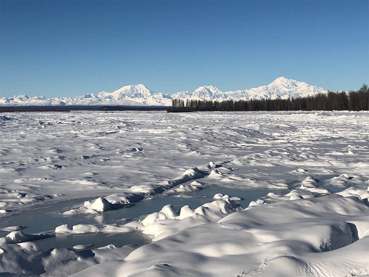 A view of Denali from the junction of the Talkeetna and Susitna Rivers, the traditional land of the Dena’ina.